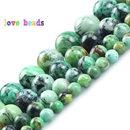 Natural Variscite Mineral Beads African Turquoises Round Stone Beads for Jewelry Making DIY Bracelet Accessories 15inch 6-12mm