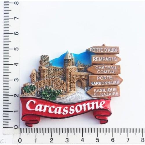 Carcassonne France)Fridge Magnet Creative Travel Commemorate Crafts 3D Ornaments Magnetism Resin Material Refrigerator Stickers