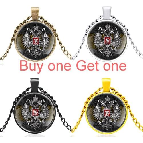 Российская Империя Государственный Герб Russian Empire Black Glass Dome Pendant Necklace Jewelry Men Women Accessories Gifts