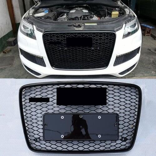 For Audi Q7 S7 2005-2015 SQ7 Style Grille Black Grill Camera Holder Black Ring