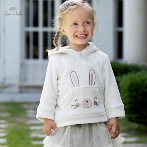 DBJ18373 dave bella winter baby unisex cartoon hooded pockets T-shirt children tops kids girls boys fashion tees