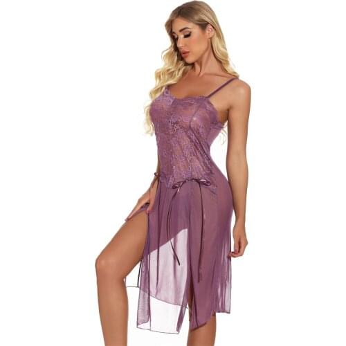 Purple Blue Violet Black Plus Size S M L XL XXL XXXL XXXXL 2XL 3XL 4XL Lingerie Nightgown Gown Long Babydoll Sleepwear 8166