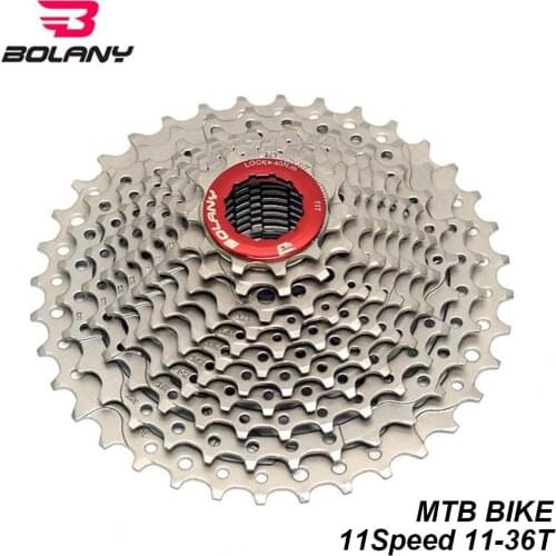 BOLANY Bicycle Cassette 11 Speed 11-36T Freewheel Silver Steel Bike MTB Sprocket Flywheel For Mountain Bike Compatible Shimano