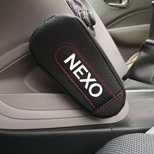Leather Thigh Support Knee Pad Car Door armrest pad Interior Car Accessories For Hyundai Nexo