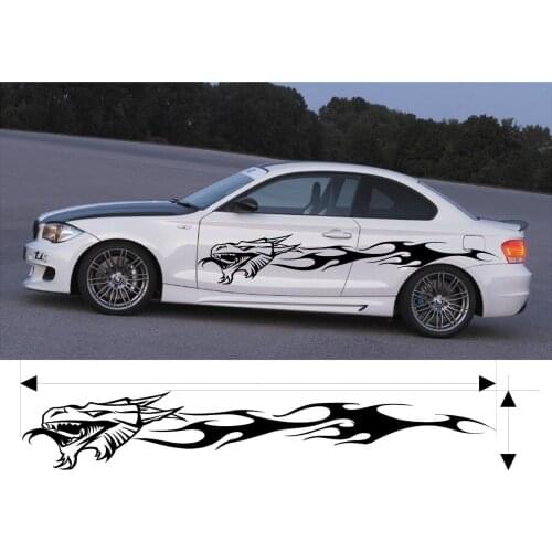 For 2Pcs VINYL GRAPHIC DECAL KIT FIERY DRAGON CAR TRUCK CUSTOM SIZE COLOR VARIATION F1-53 Car styling