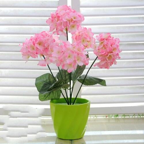 Pretty 6 Head/bunch Artificial Hydrangea Decorative Flower for Wedding Party simulation flower for Home DIY Flower Decoration