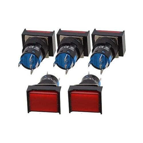 Red Light 1NO 1NC Latching Rectangle Push Button Switch DC 12V