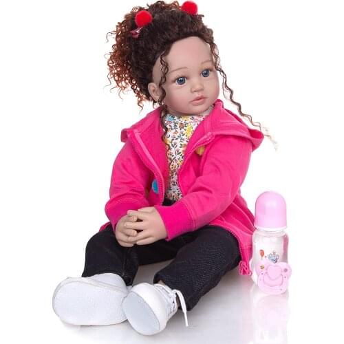 Pretty girl bebe reborn doll 24 inch real life like huge soft silicone reborn baby dolls for children present holiday gift
