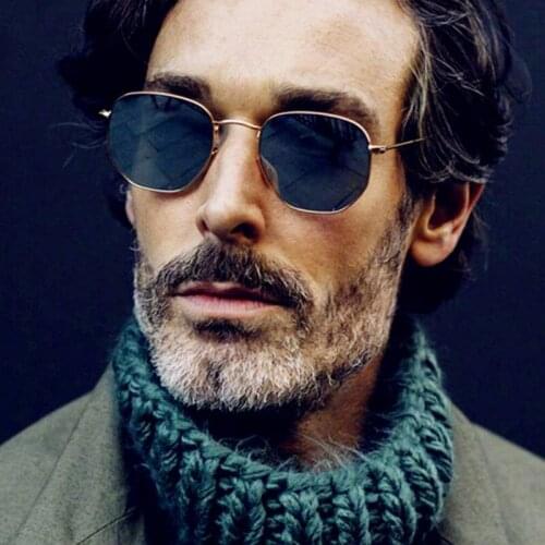 HKNA Polygon Square Sunglasses Men 2021 Retro Hexagon Mirror Metal Eyeglasses For Women/Men Vintage Brand Lentes De Sol Mujer