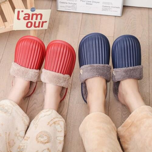 Mens Winter Home Furnishing Cotton Slippers Non-slip Soft Winter Warm Home Ladies Slippers Indoor Bedroom Couples Lovers
