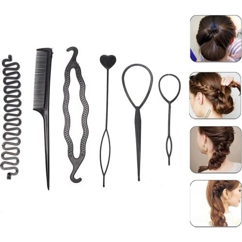 Newstyle 6pcs/set Hairstyle Braiding Tools Pull-through Hair Needle Hair Dispenser Disk Hair Comb Hair Accessories