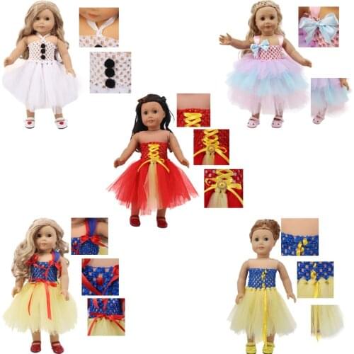 New Doll Skirsts/Suits For 18 Inch American & 43Cm Baby New Born Doll Cute Cartoon Printing For Our Generation Doll Daily Life