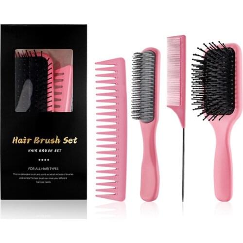 New 4PCS Hair Brush Set Detangling Brush Hair Comb Set Hairbrushes Hair Scalp Massage Comb Hair Salon Hair Comb Hair Brush