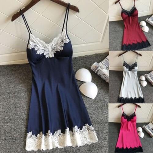 Sexy Ladies Lace Sleepwear Women Backless Strap Solid Color Babydoll Sleep Tops Womens Nightwear Comfortable