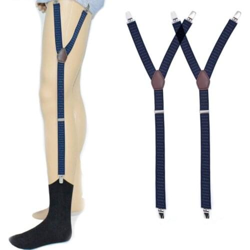 Mens Fashion Shirt Stays Garters Y Shape Military Adjustable Elastic Shirt Holders Straps Sock Non-slip Clamps Leg Suspenders