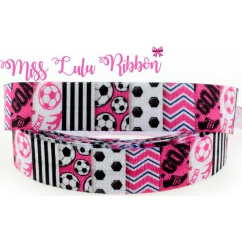 5/8" 16mm Sport Printed Elastic Ribbon Football foe DIY Handmade Hair Tie Hair Accessories 50 Yards/roll