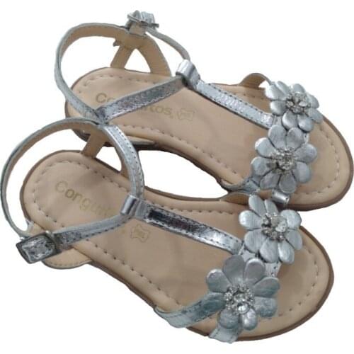 Girl sandals with cross strap with two flowers