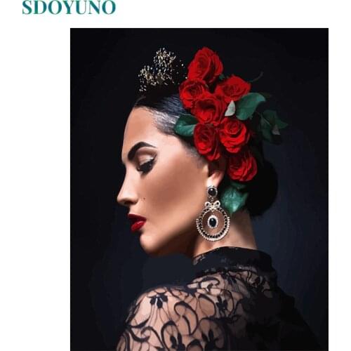 SDOYUNO Painting By Numbers Figure Women Digital Painting 60x75cm DIY Oil pictures by numbers Frameless Wall Decor