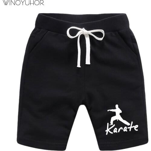 Baby Boy Clothes Summer New Fashion Kids Girls Short Elastic Pocket Pants Cool Karate Print Pure Cotton Soft Sports Shorts