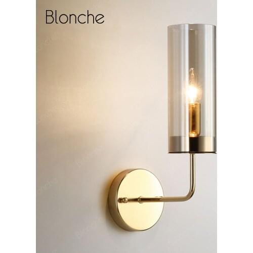 Modern Metal Glass Wall Lamp Nordic Industrial Wall Lights for Home Indoor Lighting Fixtures Living Room Sconce Bedside Lamp