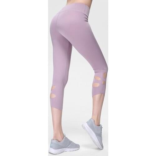 High Waist Sports Leggings Women Yoga Pants Soft Cropped Pants 18-1311 Elastic Gym Leggings Sports Fitness Tights Female