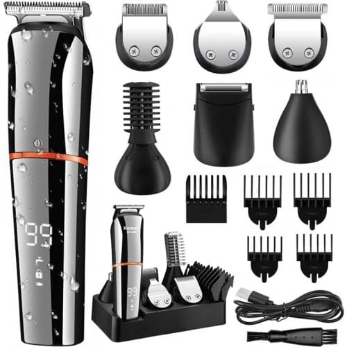 Original kemei digital display all in one hair trimmer for men eyebrow beard trimmer electric hair clipper grooming kit haircut