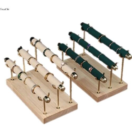 Unique Velvet T Bar with Alloy Ring Stand Portable Showcase Earring Headband Holder Bangle Display Jewelry Organizer for Family