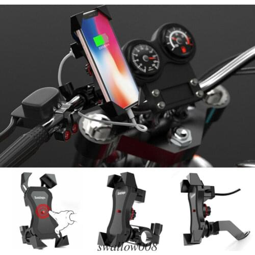 Universal 360° Bicycle Motorcycle Bike Phone Mount Holder X Grip Clamp with USB Charger for Cell Phone