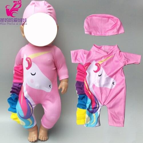 Unicorn Swimsuit doll clothes fit for 43cm born baby doll clothes 18 inch american doll jacket