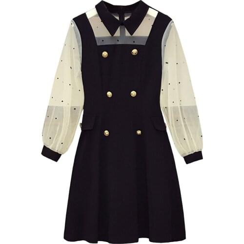 Office Ladies Chic Short Dress Elegant Vestidos Sexy Vestido Festa Hollow Out Dress Women Splicing Robes Plus Size Dress