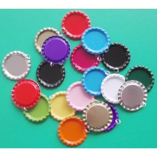 1 Inch Colored Flat Metal Bottle Caps With Ring SUTOYUEN Flattened Bottlecaps For Diy Hairbow Pendant Crafts 50pcs Mix 13 Colors