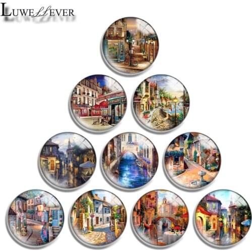 10mm 12mm 16mm 20mm 25mm 30mm 662 Street Mix Round Glass Cabochon Jewelry Finding 18mm Snap Button Charm Bracelet