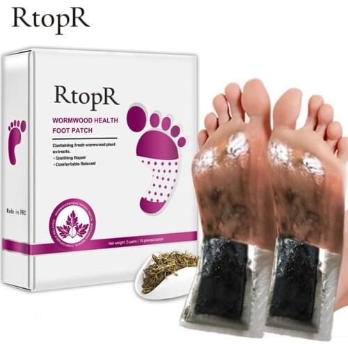 10 pairs RtopR Tradition Chinese Medicine Detox Foot Patch Wormwood Health Body Detox Improve Sleep Foot Care Patch Beauty Tools