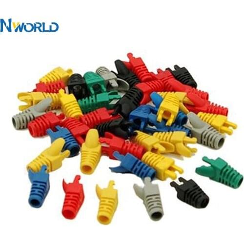 100Pcs Colorful RJ45 CAT5 CAT5E CAT6 Ethernet Network Plug Sheath, RJ45 Strain Plug Cover Boot Cable Connector protective case