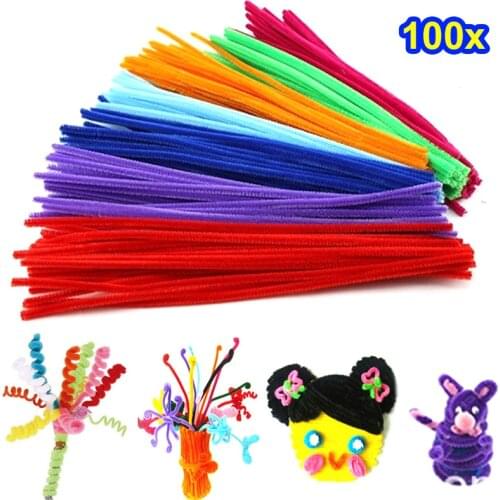 100pcs Rainbow Colors Stems Plush Sticks Kindergarden Education Toys DIY Handmade Craft Creativity Devoloping Toys NSV