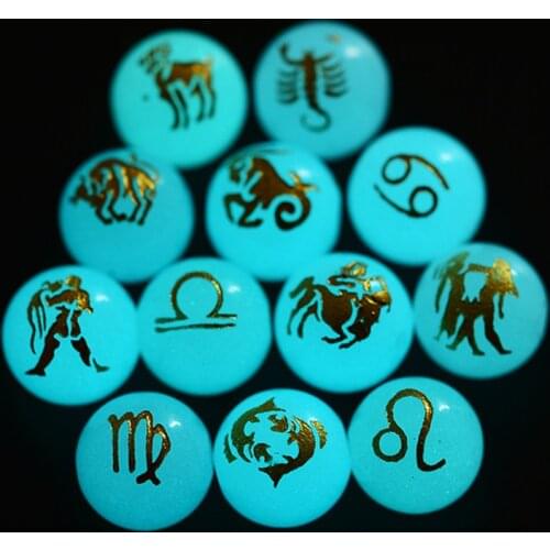 12pcs Mixed 10mm Luminous Noctilucent Glow In Dark Bead Balls 12 Constellations Beads for DIY Jewelry Necklace Bracelets