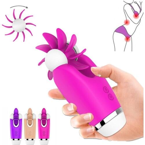 12 Speed Tongue Licking Vibrator Rotation Oral Nipple Clitoris Stimulator Sex Toys Masturbator Adult Toys Sex Products for Women
