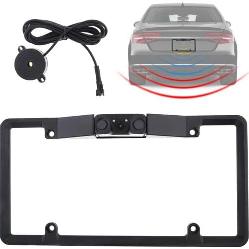 12V Universal 120 Degree USA Car Night Vision Rear View Camera License Plate Video Parking Sensor with Buzzer