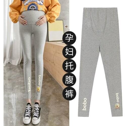 622# Maternity Clothes Cotton Letter Stretch Maternity Leggings Adjustable Elastic Waist Pencil Pants