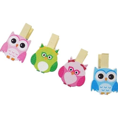8 Pcs/lot Colorful Cute Cartoon Owl Natural Wooden Clip Bookmark For Album Message Mini room Craft Decoration Pegs Kids' Gift