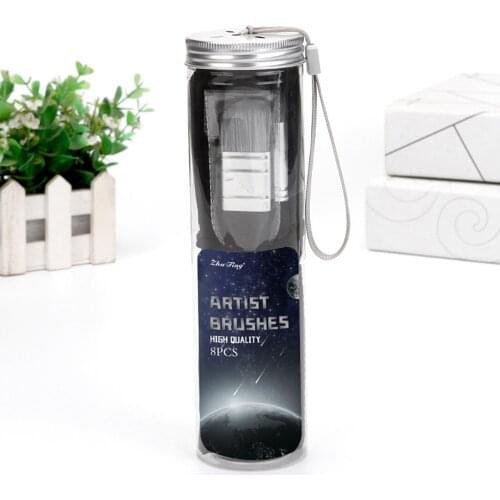 8Pcs Premium Painting Brushes Flat Acrylic Watercolor Gouache Paintbrush