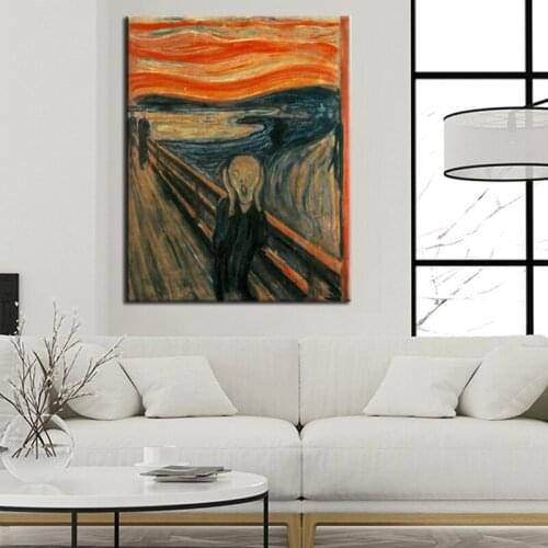 Edvard Munch Scream Abstract Oil Painting on Canvas Print Poster Wall Art Picture for Living Room Home Cuadros Decor Gift
