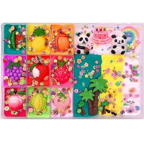 Richly Colorful Slime DIY Rainbow Fruit Party Slime Squishy Antistress Kids Cotton Slime For Candy Plasticine Toy Birthday Gift
