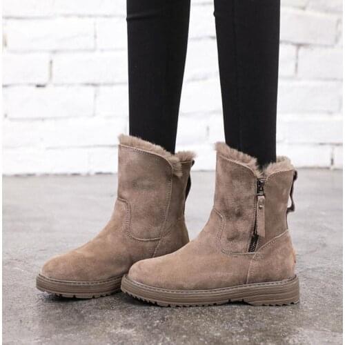 Genuine leather Women Snow Boots Warm thick Fur Winter Ankle Boot waterproof Platform Ladies Shoes Female Comfort Outdoor shoes