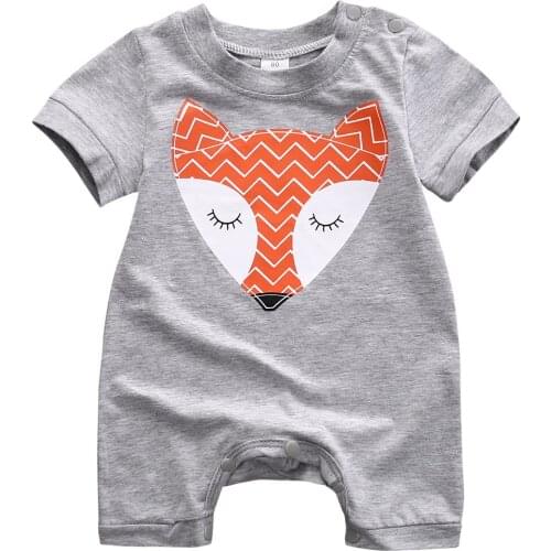 Citgeett Summer Hot Toddler Baby Boy Girl Fox Romper One-PieceShort Sleeves Fox Jumpsuit Outfit Casual Clothes SS