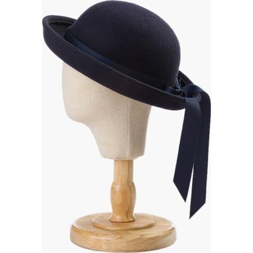 Flat Top Fedora Hat Fashion Large Eaves Retro New Autumn Winter Pattern Rabbit Ball Wool Fedoras Women Casual Solid Depictdream