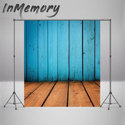 InMemory Newborn Backdrop for Photography Baby Shower Birthday Party Blue Wood Floor Background for Photo Studio Photobooth