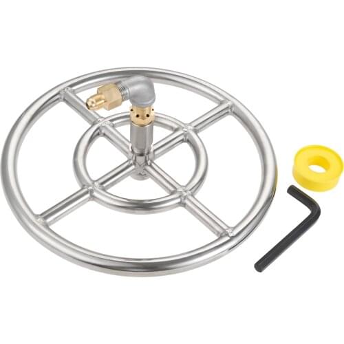 Propane & Natural Gas Fireplace, Fire Pit 12 Inches 304 Stainless Steel Propane Fire Pit Ring Burner + 150K BTU Valve