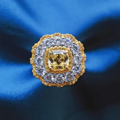 Solid 925 Sterling Silver Pricess Cut Citrine Created Moissanite Gemstone Diamond Gemstone Wedding Engagement Rings For Women