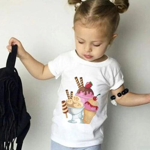 Summer Clothes Fashion Unisex Best Friend Girl Tees Kids Ice Cream T-shirt Children Loose Short Sleeves Tops 1163